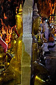 Inle Lake Myanmar. Pindaya, the famous Shwe Oo Min pagoda, a natural cave filled with thousands of gilded Buddha statues. 